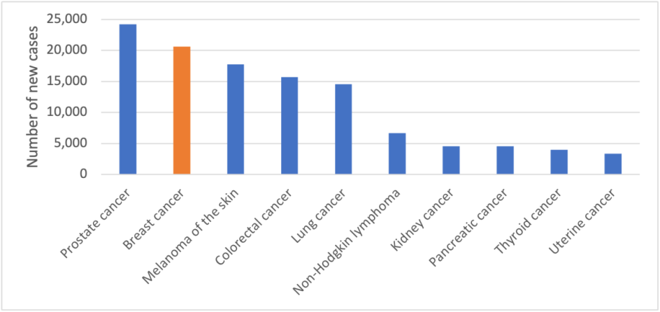 Figure 1. Estimated cancer incidence in Australia, 2022