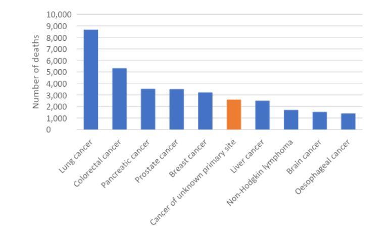 Figure 3. Estimated cancer mortality in Australia, 2022