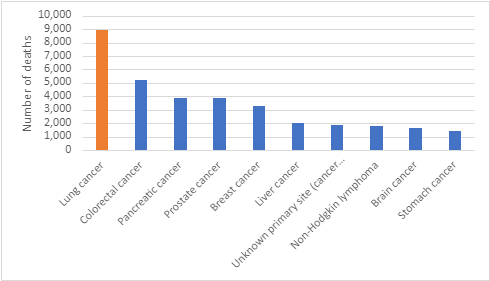 Figure 3. Estimated cancer mortality in Australia, 2024 